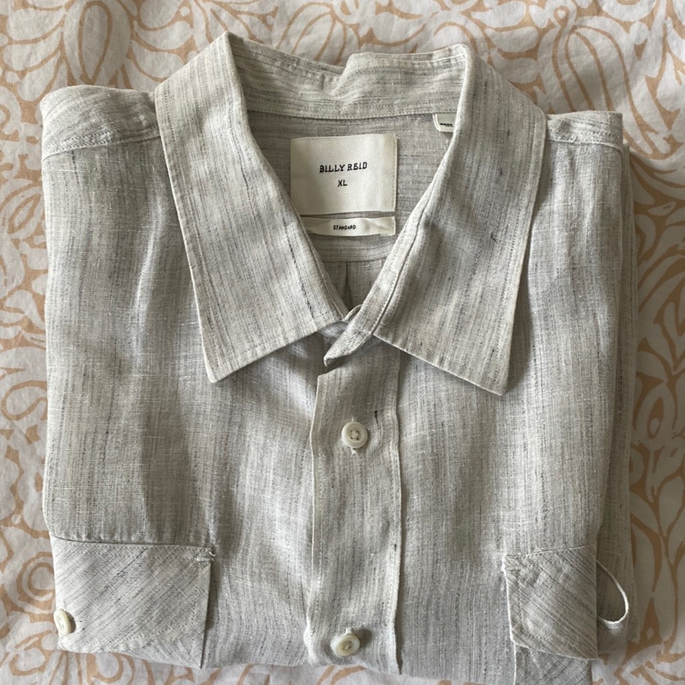 Short sleeve Billy Reid extra large linen casual shirt.